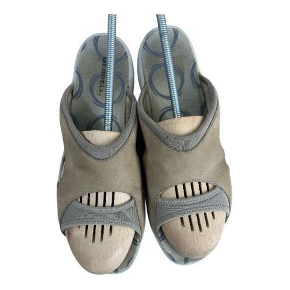 Merrell Palmetto Taupe Sandals Women Size 12 Brown Tan Leather Slides Slip On - Picture 3 of 12